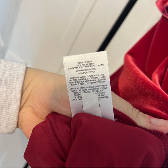 Express Velvet Red Ruffle Dress - Picture 4 of 4